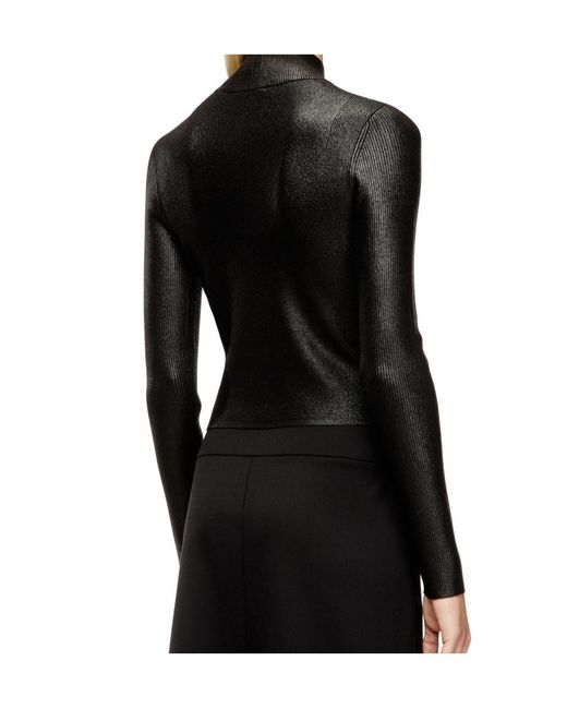 DIESEL Black M-Valari-Tn Shiny Effect Ribbed-Knit Turtleneck Top