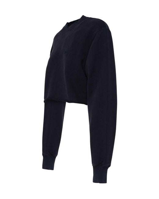 Ambush Blue Logo Embroidered Crewneck Cropped Sweatshirt