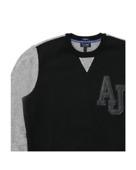 Armani Jeans Black Round-Necked Logo Pullover for men