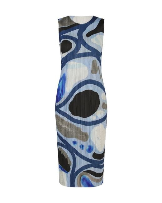 Pleats Please Issey Miyake Blue Roll Dress