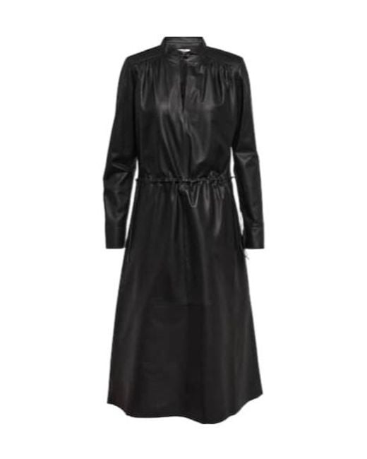 Yves Salomon Black Leather Midi Dress