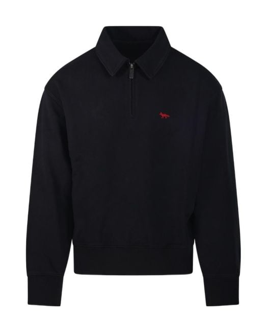 Maison Kitsuné Blue Polo-Collar Sweatshirt for men