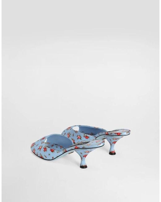 Dolce & Gabbana Blue Keira Floral Heeled Sandals