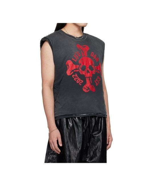 Lu'u Dan Black Crew Neck Sleeveless T-Shirt for men