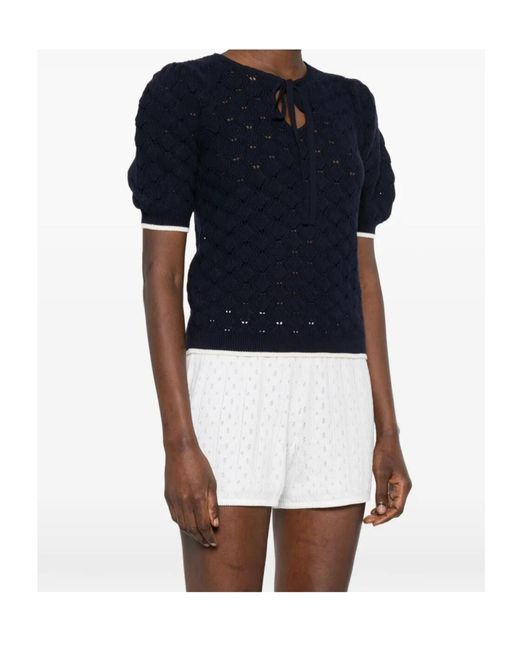 Twinset Blue Tie-Neck Blouse