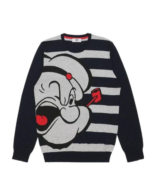 Iceberg Blue Printed Pattern Pullover for men