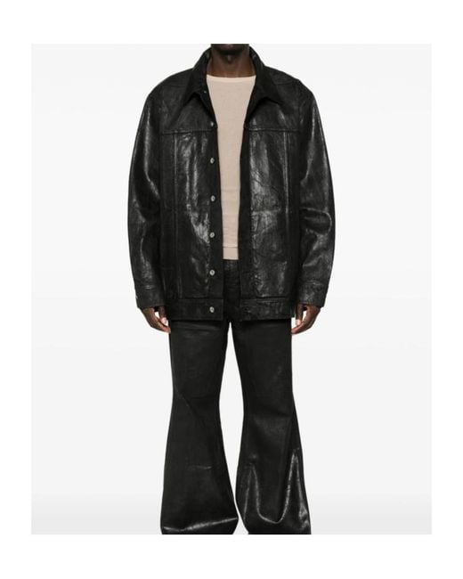 Rick Owens Black Button-Up Denim Jacket for men