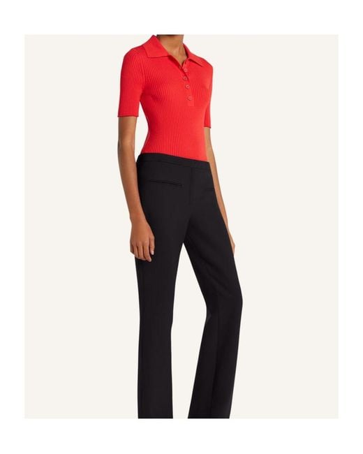 Courreges Red Courrèges Iconic Ribbed-Knit Polo Shirt