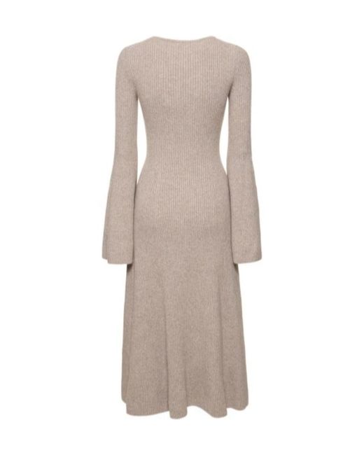 Michael Kors Natural Cashmere Knitted Mid-Length Dress