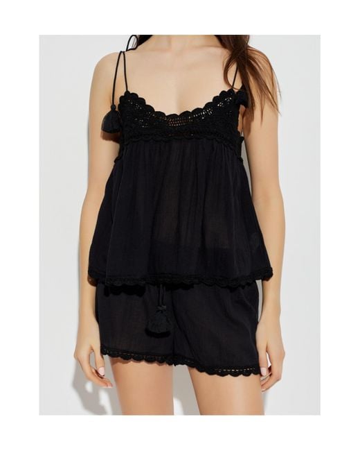 Ulla Johnson Black Crochet Tassel Top