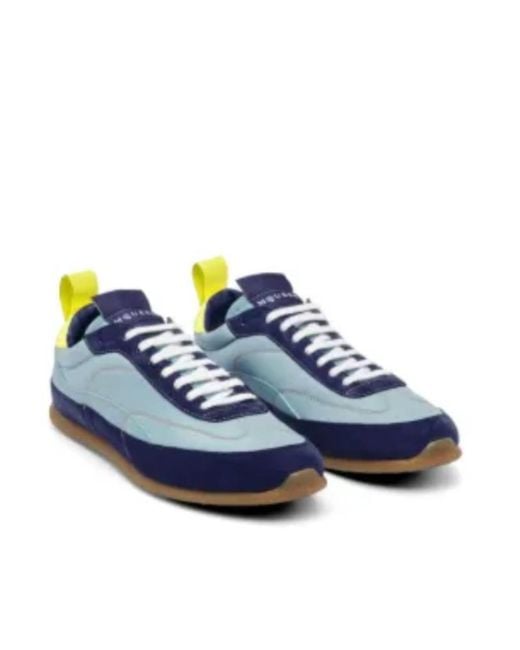McQueen Blue Ec1 Panelled Suede-Trim Sneakers for men