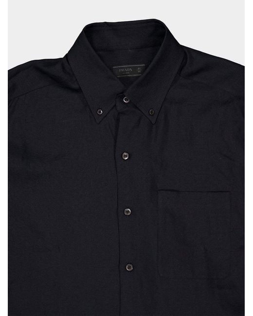 Prada Blue Loose Fit Long-Sleeved Shirt for men