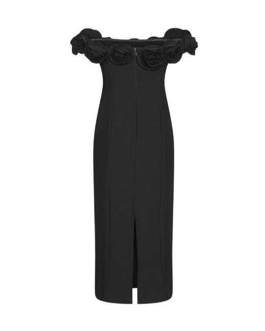 ROTATE BIRGER CHRISTENSEN Black Floral Trim Midi Dress