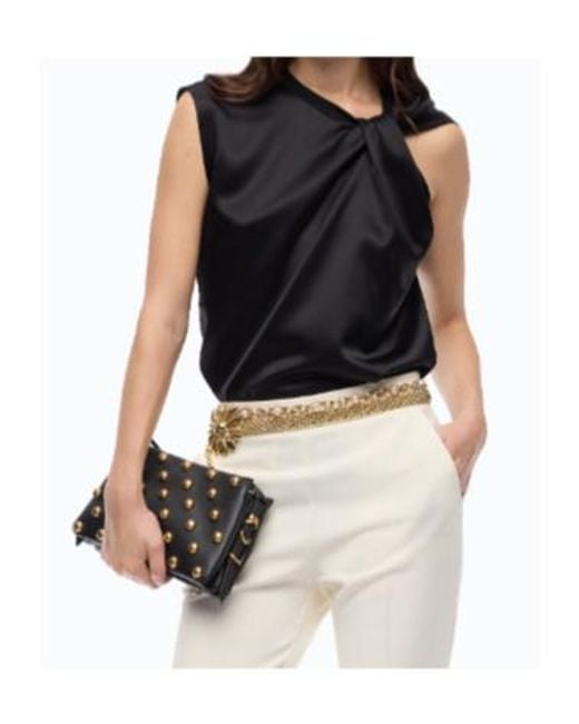 Pinko Black Sleeveless Satin Blouse