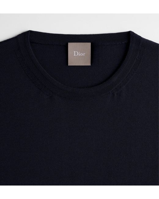 Dior Blue T-Shirt With Embroidery, Relaxed Fit for men