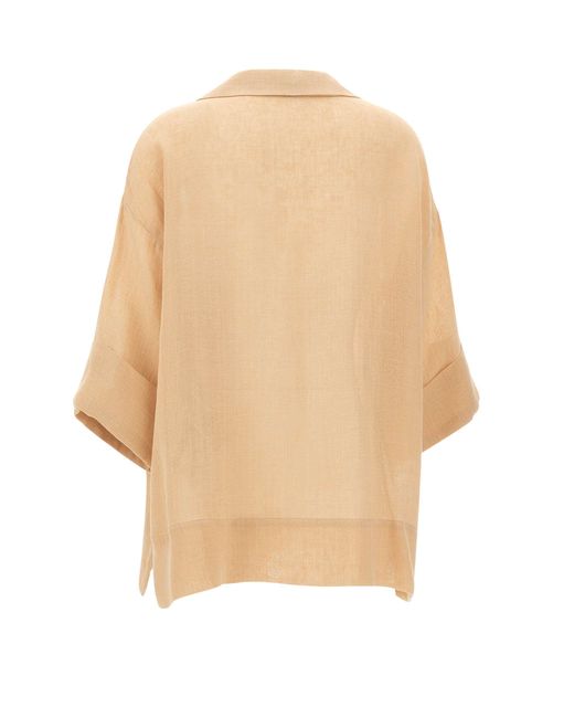 Eleventy Natural Oversized V-Neck Shirt