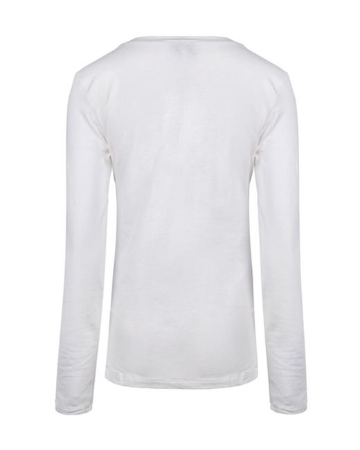 Armani Jeans White Logo Long-Sleeved T-Shirt