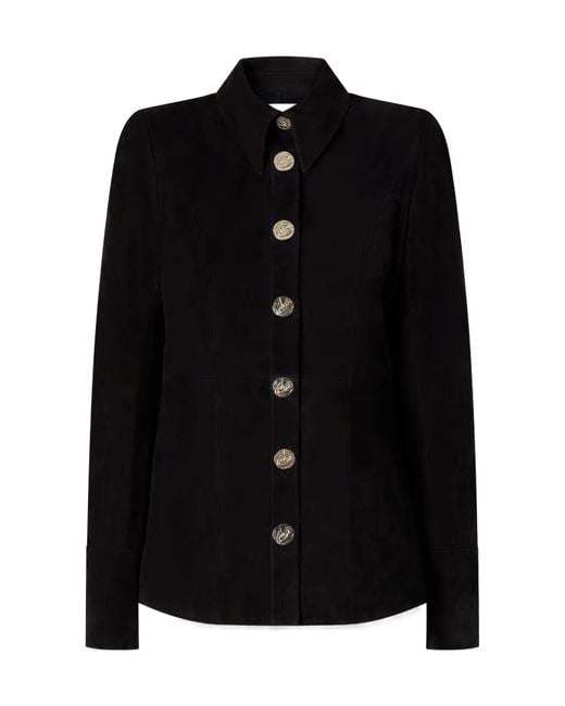 Galvan Black Solid Color Suede Jacket