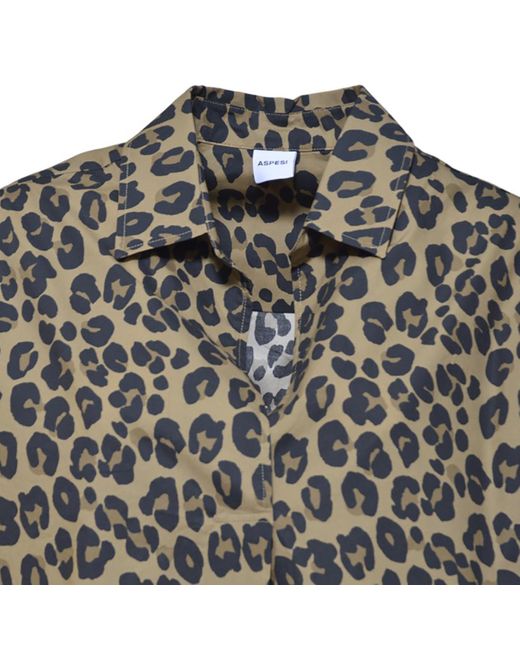 Aspesi Gray Long Sleeve Leopard Print Shirt