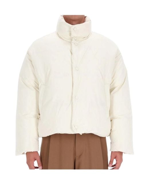 AMI White Button Funnel-Neck Jacket for men