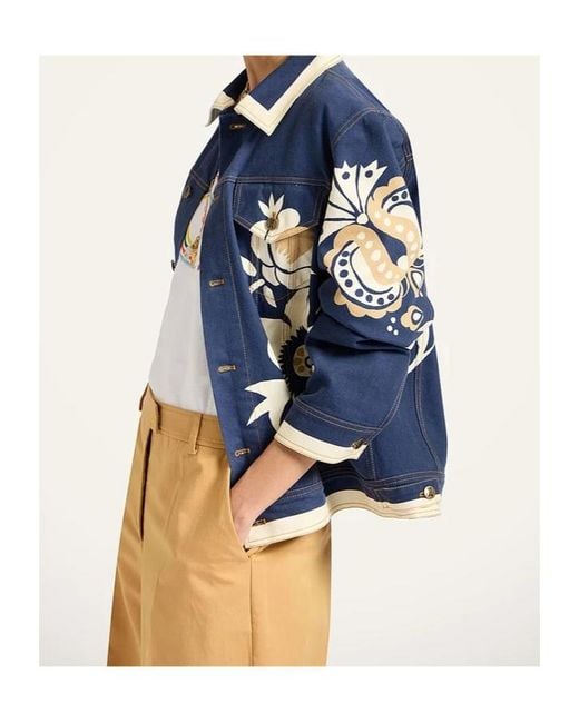LaDoubleJ Blue Floral-Print Denim Jacket