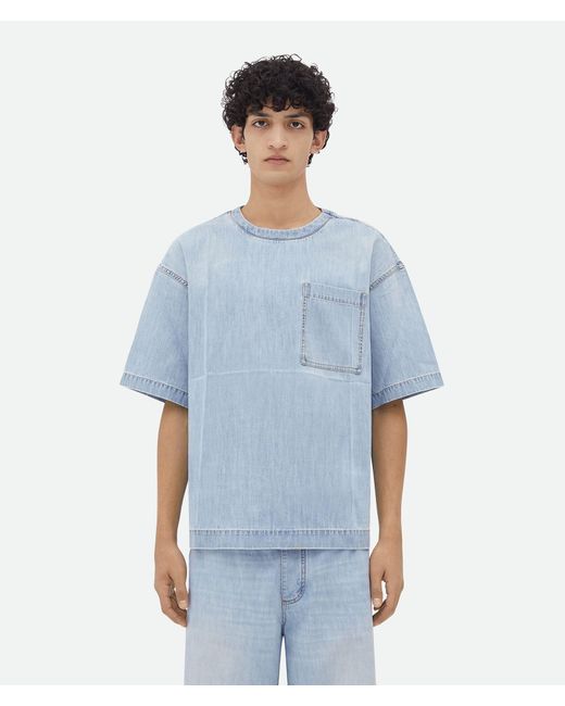 Bottega Veneta Blue Light Bleached Denim T-Shirt for men