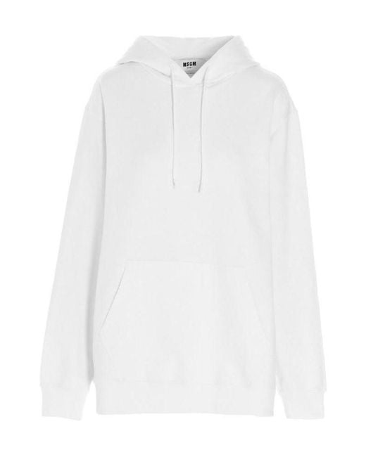 MSGM White Logo Hooded Sweater