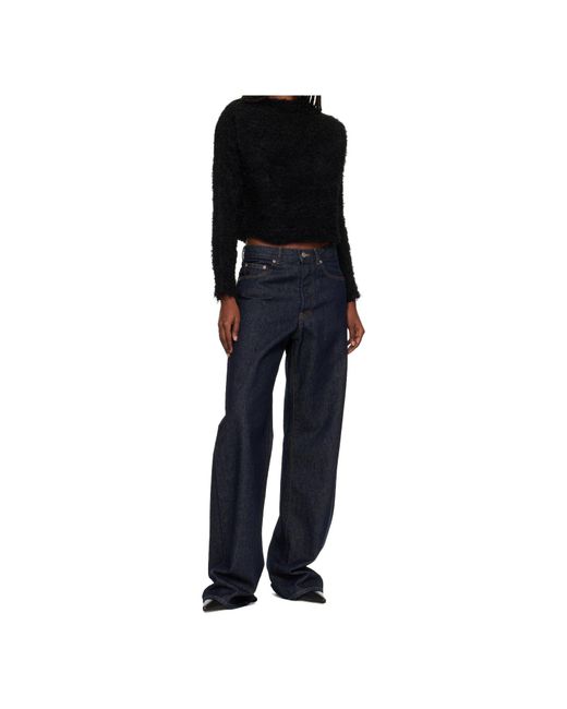 Issey Miyake Black Long-Sleeved Drop-Shoulder Sweater