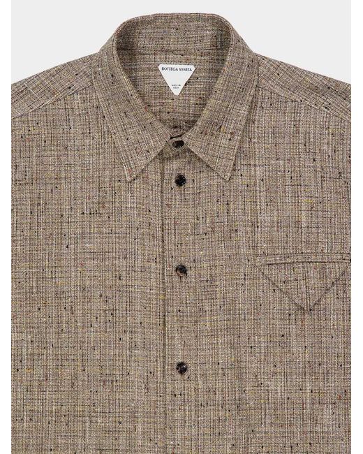 Bottega Veneta Gray Sahara Mel Short-Sleeve Flecked Shirt for men