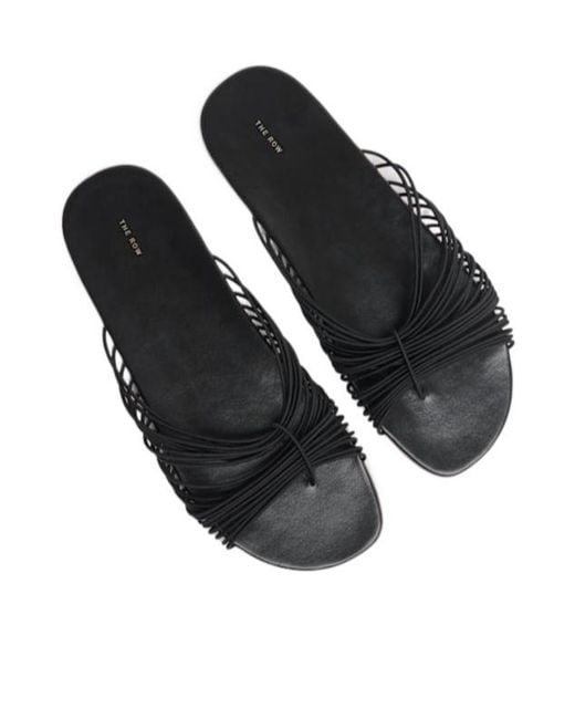 The Row Black Flat Thong Slides