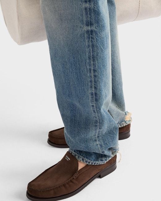 Prada Brown Ruched Slip-On Loafers for men