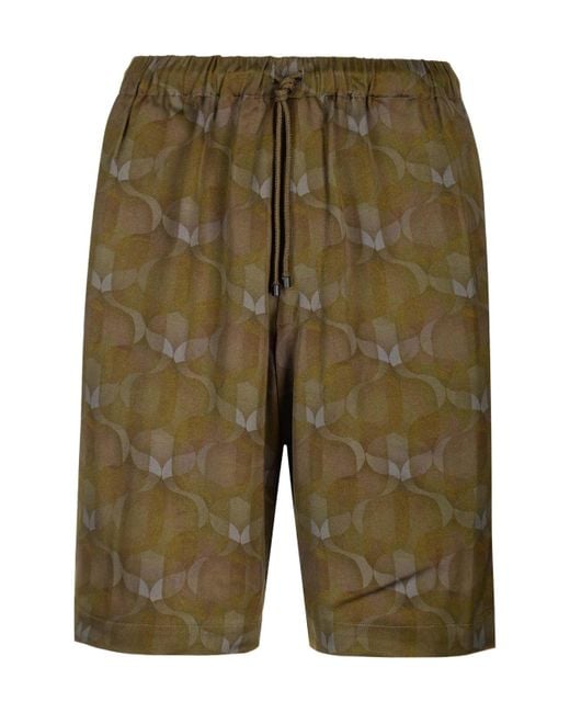 Dries Van Noten Green Rope Printed Shorts for men
