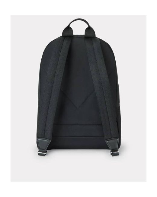 KENZO Black Logo Embroidered Zipped Backpack for men
