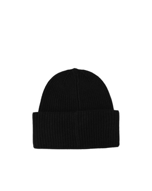 Max Mara Black Logo Embroidered Ribbed Beanie