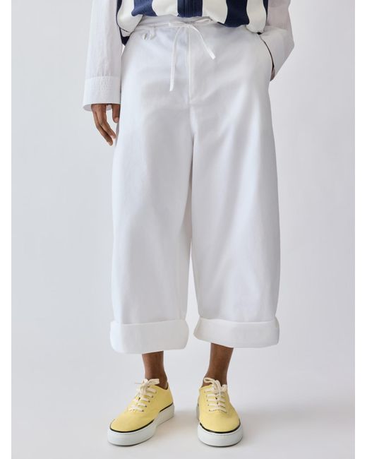Jacquemus White Marin Wide-Leg Cropped Pants for men