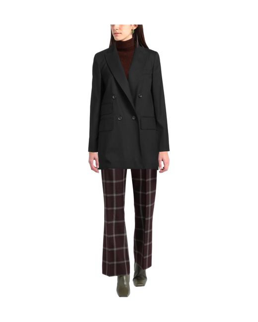 Max Mara Black Solid-Color Double-Breasted Blazer