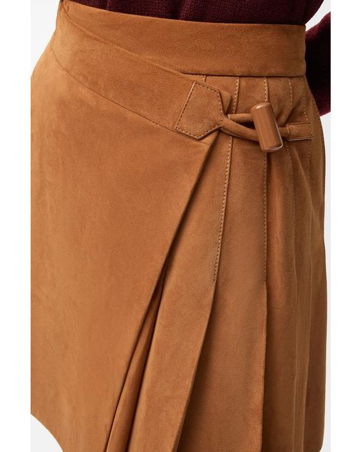Loewe Brown Buckle Pleated Short Skirt