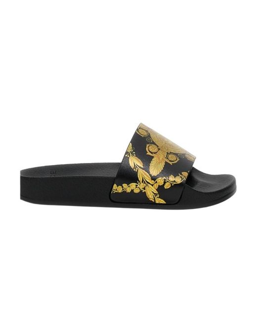 Versace Black Medusa-Print Pool Slides for men