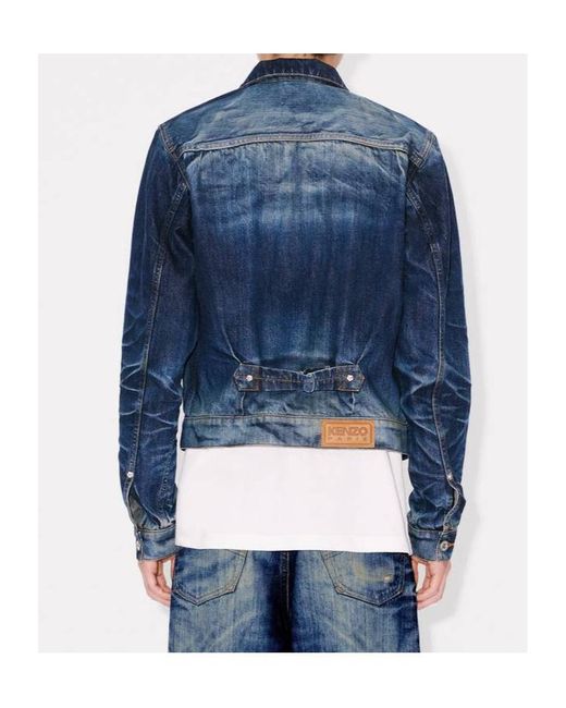 KENZO Blue Logo Patch Denim Jacket for men