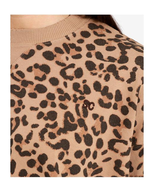 Semicouture Brown Animal-Print Crewneck Sweatshirt