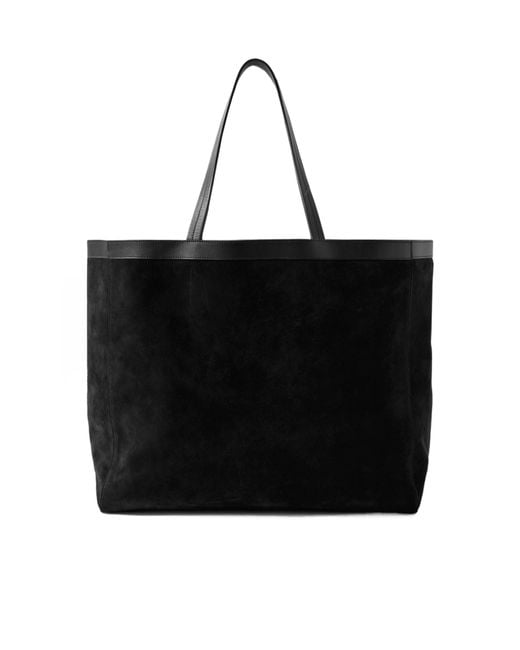 Nili Lotan Black Loren Leather-Trimmed Suede Tote