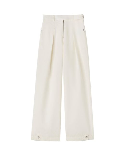 Jil Sander White Wide Leg Pleated Pants