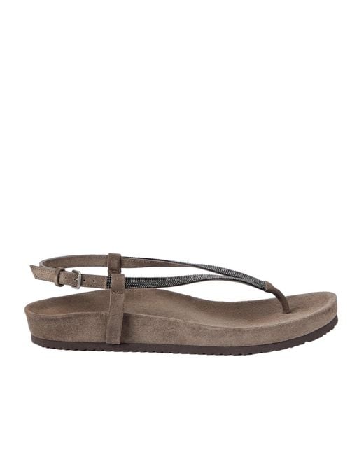 Brunello Cucinelli Brown Leather Sandals