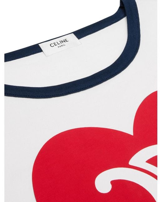 Céline White Heart Triomphe T-Shirt