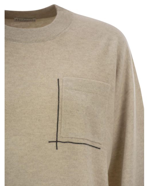 Brunello Cucinelli Natural Chest Pocket Knitted Jumper