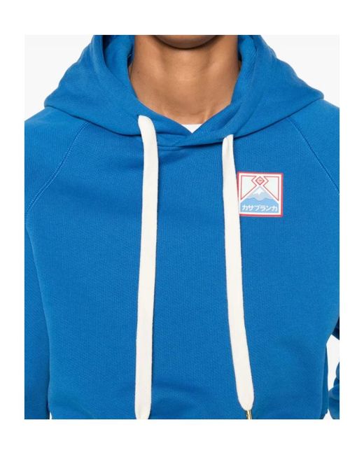 Casablanca Blue Cropped Cotton Hoodie