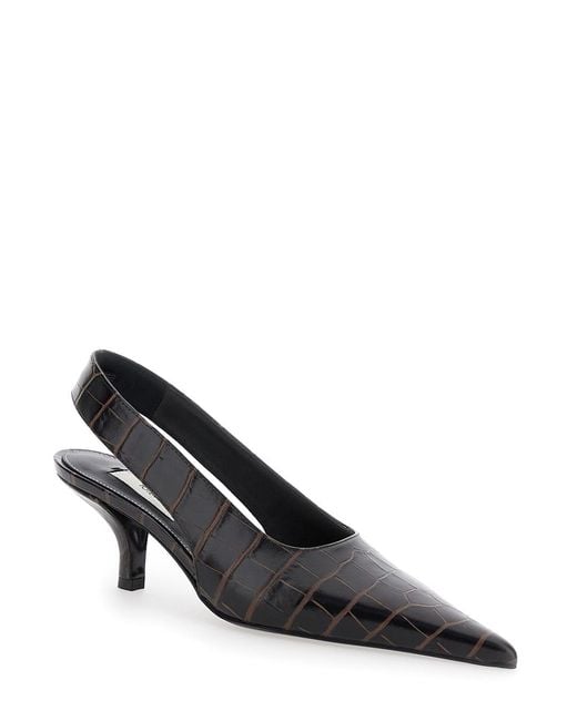 Totême Black Totême Classic Embossed Slingback Pumps