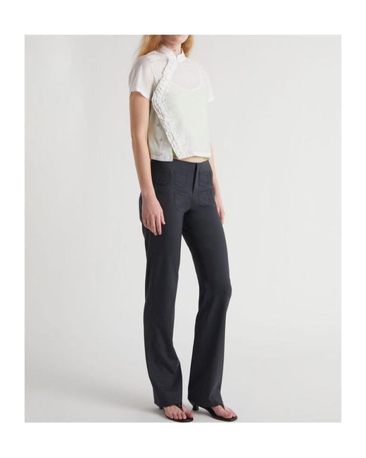 Paloma Wool Gray Gaspar Ruffle-Trimmed Short-Sleeve Blouse