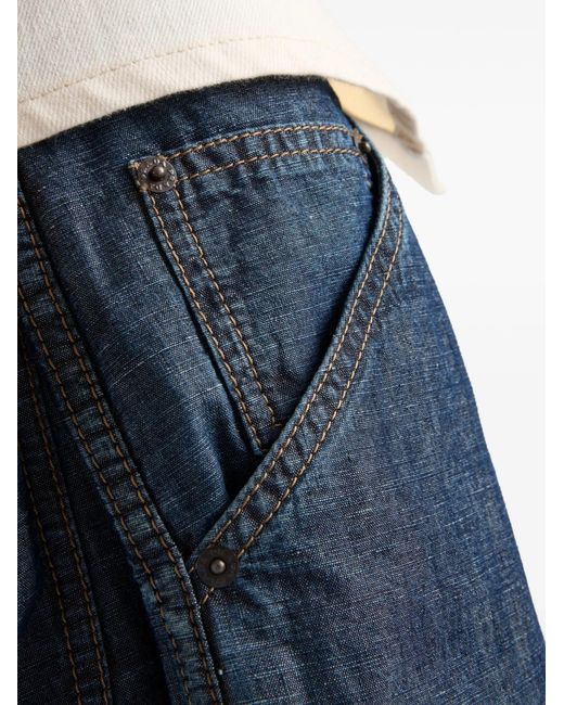 Prada Blue Chambray Triangle-Logo Denim Jeans for men