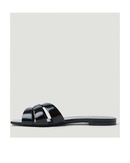 Saint Laurent Black Tribute Flat Sandals